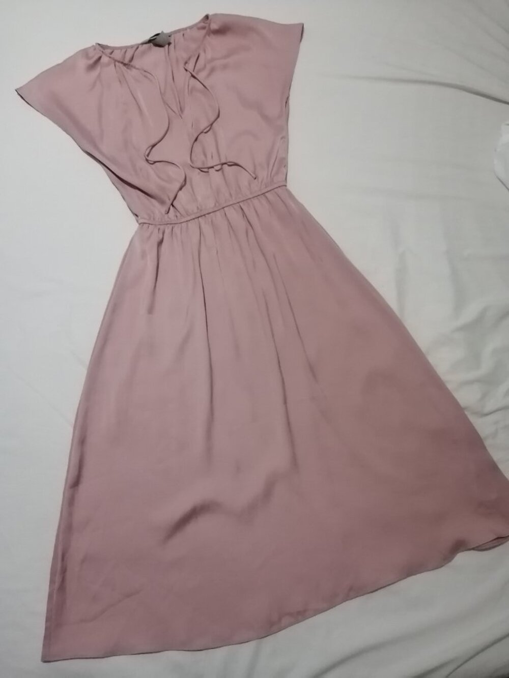 H&M Satin Midi Dress in Vintage Pink
